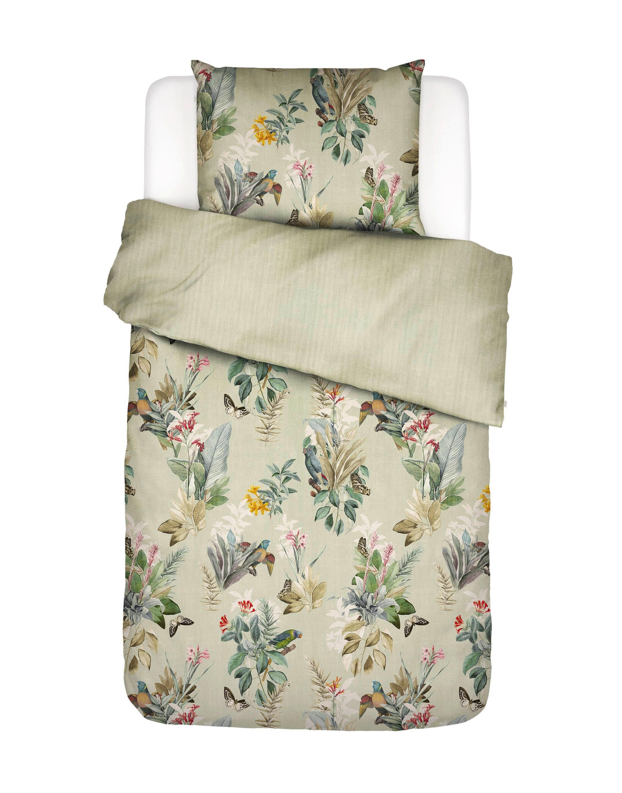 WENDEBETTWÄSCHE SS22 Satin  - Hellgrün/Grün, KONVENTIONELL (155/220cm) - Essenza