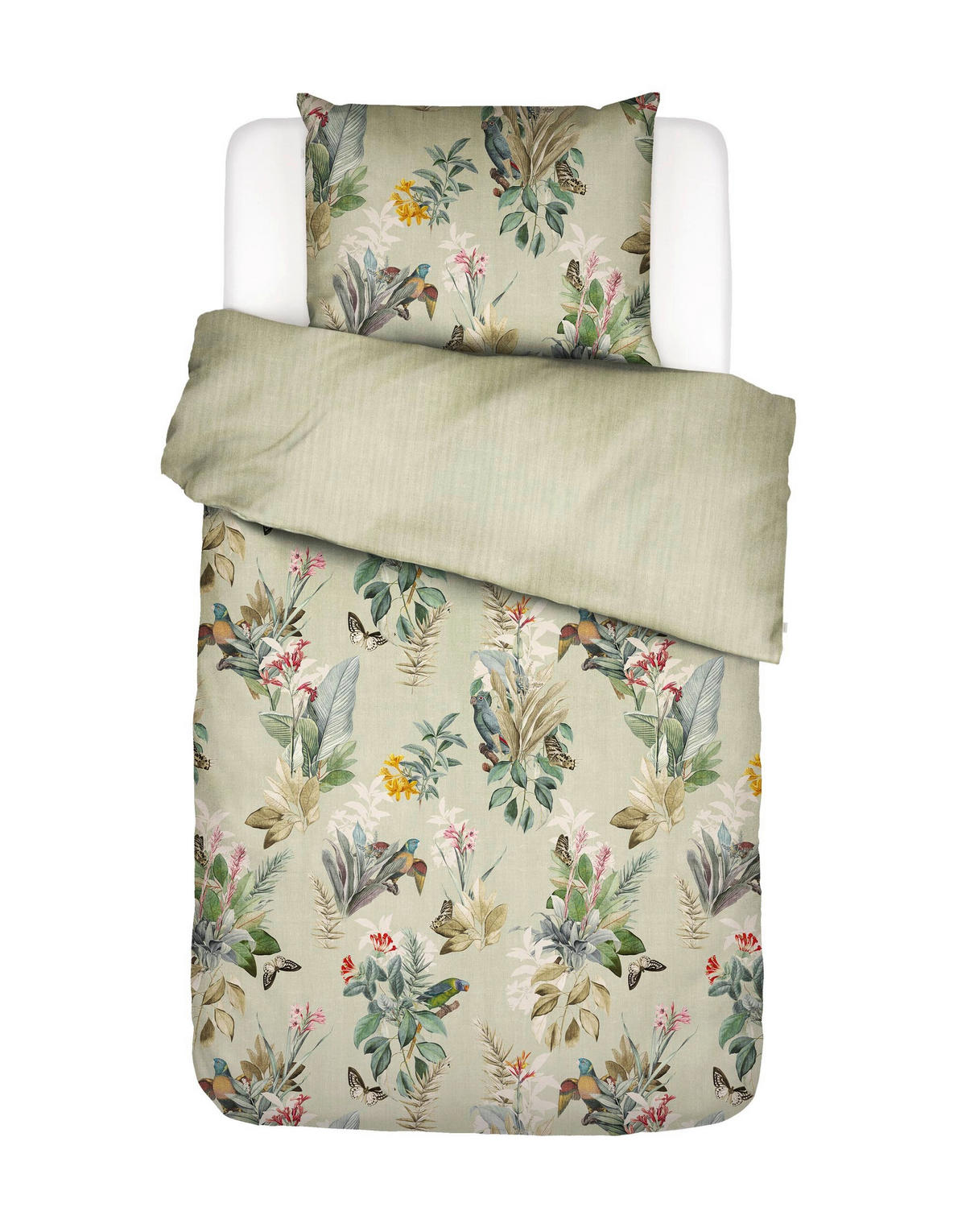 WENDEBETTWÄSCHE SS22 Satin  - Hellgrün/Grün, KONVENTIONELL (135/200cm) - Essenza