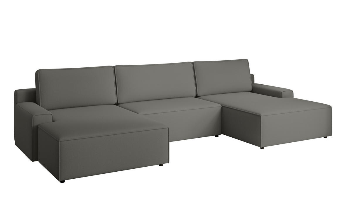 WOHNLANDSCHAFT CHALLENGE Greige Struktur  - Greige/Schwarz, MODERN, Kunststoff/Textil (168/333/168cm) - Trendmanufaktur