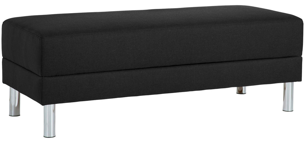 ECKSCHLAFSOFA inkl. Hocker Schwarz Flachgewebe  - Chromfarben/Schwarz, KONVENTIONELL, Textil/Metall (152/230cm) - Max Winzer