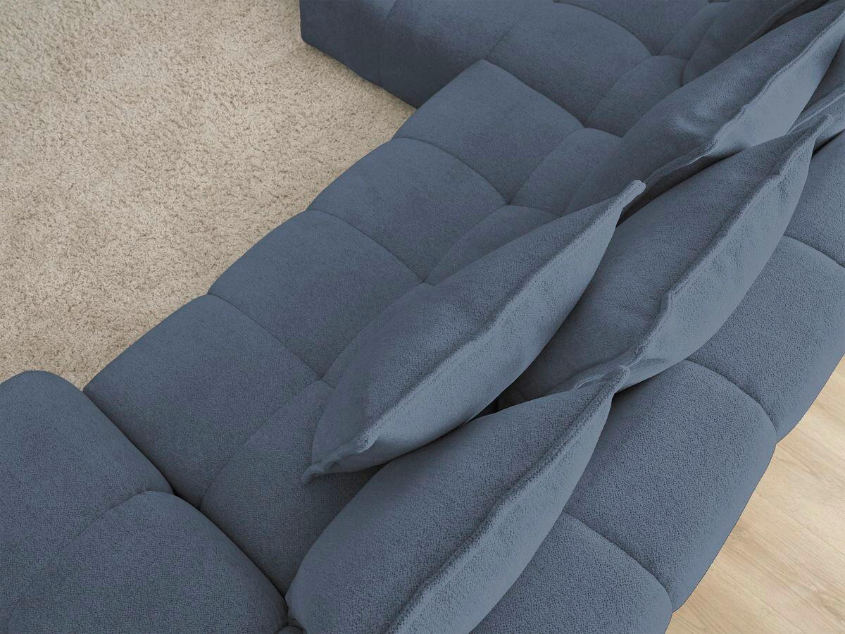 ECKSCHLAFSOFA EVEREST  mit Rücken echt, Armteil links, Armteil rechts Flachgewebe Dunkelblau  - Schwarz/Dunkelblau, MODERN, Kunststoff/Textil (180/318cm) - Livetastic