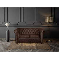 2-SITZER-SOFA YORK Lederlook Dunkelbraun  - Dunkelbraun/Braun, Design, Holz/Textil (148/72/86cm) - P & B
