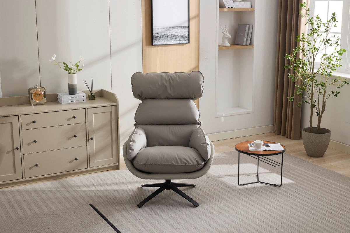RELAXSESSEL Lederlook    - Taupe, MODERN, Textil (81/109/95cm) - MID.YOU