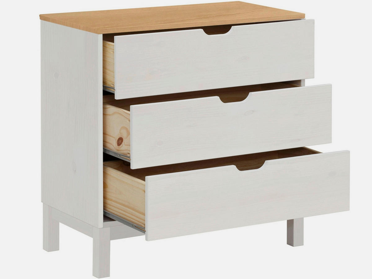 KOMMODE POZNAN, 76/75/39 cm, 3 Schublade(n)  - Weiß/Naturfarben, Design, Holz/Holzwerkstoff (76/75/39cm) - Livetastic
