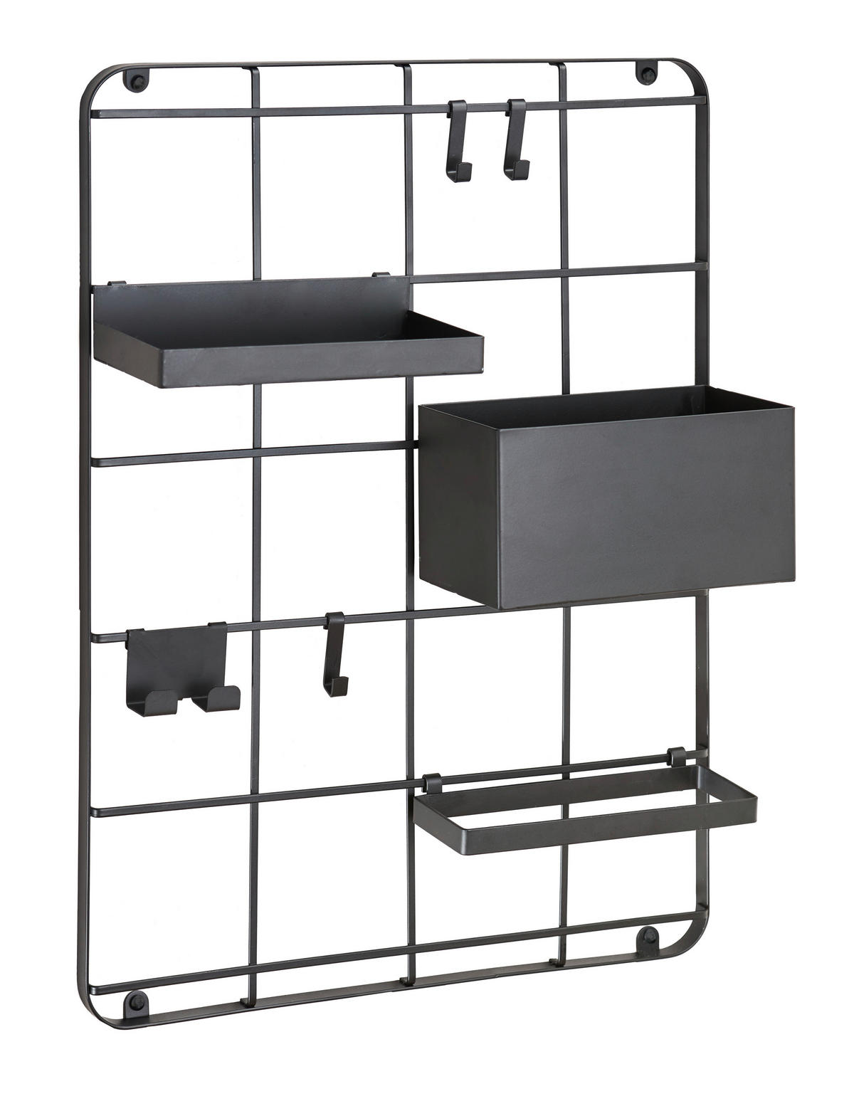 BADEZIMMERREGAL 42/55/13 cm  - Schwarz, Basics, Metall (42/55/13cm) - Kleine Wolke
