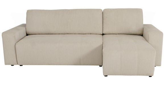 ECKSCHLAFSOFA  mit Cord Creme  - Creme/Schwarz, KONVENTIONELL, Textil (248/146cm) - Xora