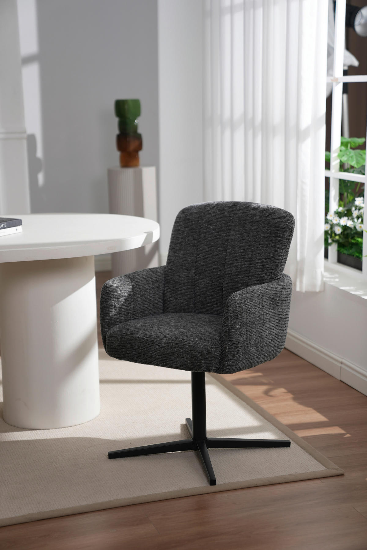 NASLANJAČ, les, kovina, tekstil temno siva  - temno siva/črna, Trendi, kovina/tekstil (58/86/64cm) - Livetastic