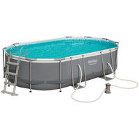 POOL SET 56448 488/305/107 cm  - Blau/Weiß, KONVENTIONELL, Kunststoff/Metall (488/305/107cm) - Bestway