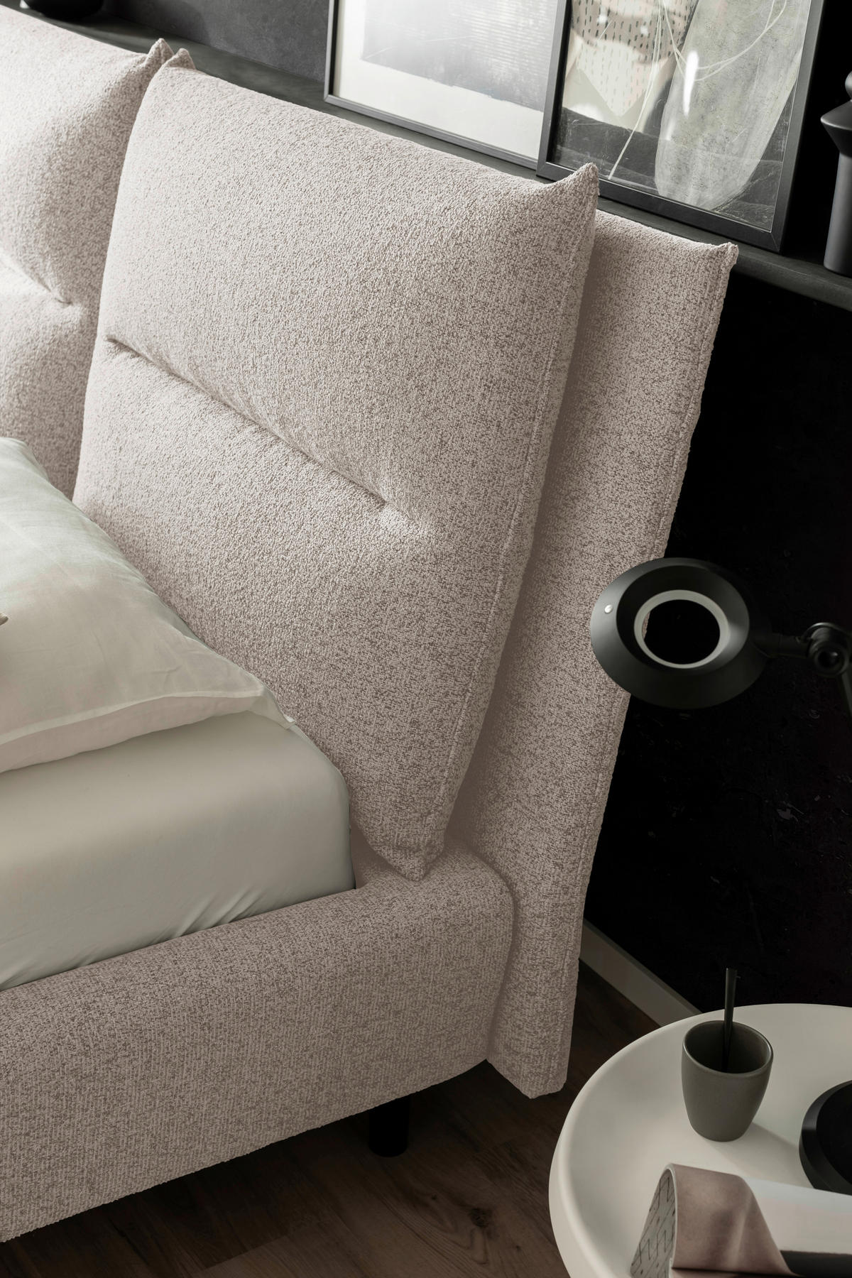 POLSTERBETT 180/200 cm  in Creme, Schwarz  - Creme/Schwarz, Modern, Holzwerkstoff/Textil (180/200cm) - MID.YOU