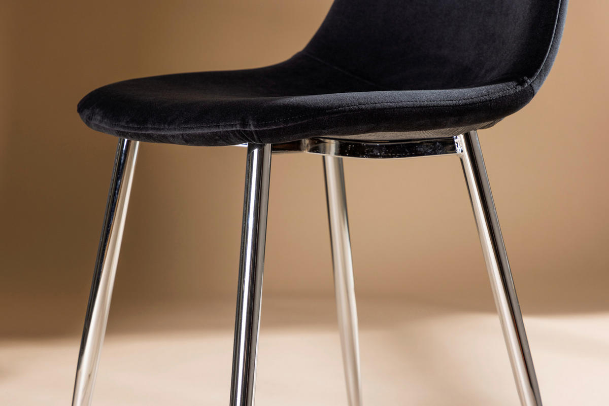 STOLSET 2 styck stål sammet  - svart, Design, metall/textil (45/90/52cm) - Livetastic