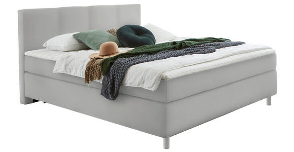 BOXSPRINGBETT 140/200 cm  in Hellgrau  - Chromfarben/Hellgrau, KONVENTIONELL, Kunststoff/Textil (140/200cm) - Hom`in
