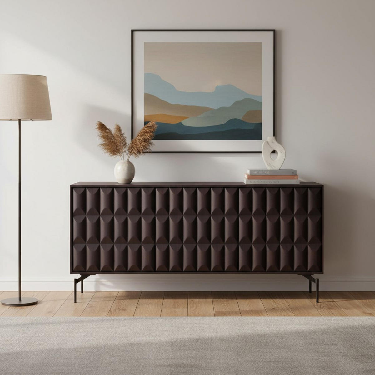 SIDEBOARD  in 160/76/40 cm  - Nussbaumfarben/Schwarz, KONVENTIONELL, Holz/Metall (160/76/40cm) - Livetastic