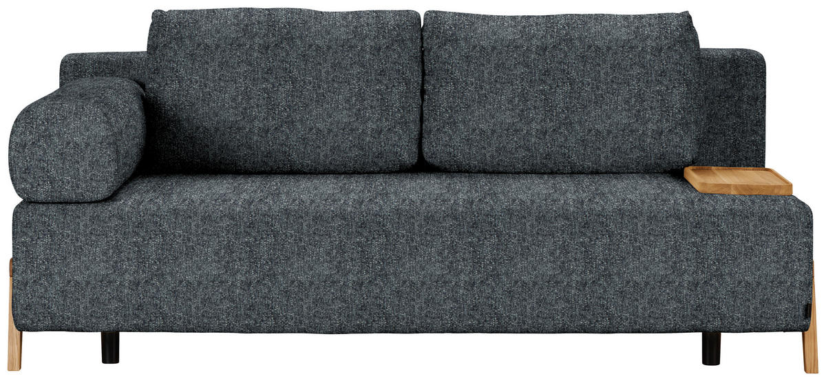 SCHLAFSOFA  mit Stoffauswahl, Armlehnen seitenverkehrt montierbar, Armteil links Struktur Dunkelgrau  - Dunkelgrau/Naturfarben, Design, Holz/Textil (211/88/102cm) - Niels Andersson