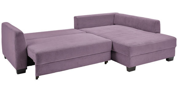 ECKSOFA in Cord Violett  - Violett/Schwarz, KONVENTIONELL, Holz/Textil (267/181cm) - Carryhome