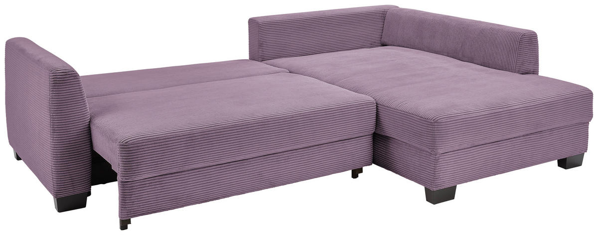 CANAPÉ D'ANGLE in Cord Violett  - Violett/Schwarz, Konventionell, Holz/Textil (267/181cm) - Carryhome