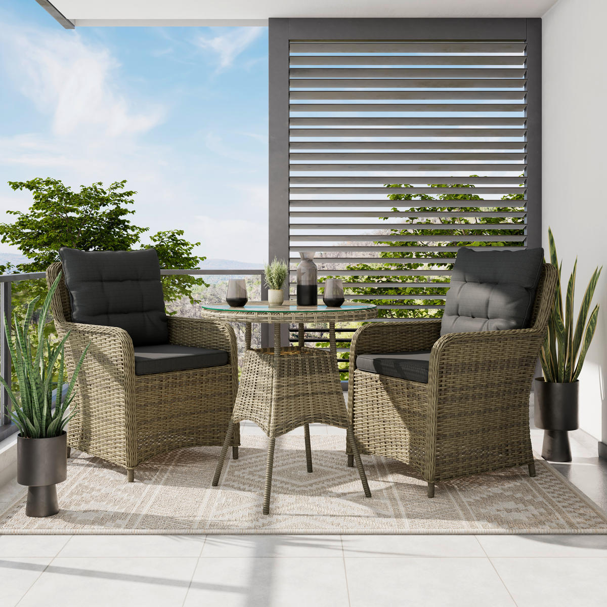 BALKONSET  - Grau, MODERN, Glas/Kunststoff - Ambia Garden