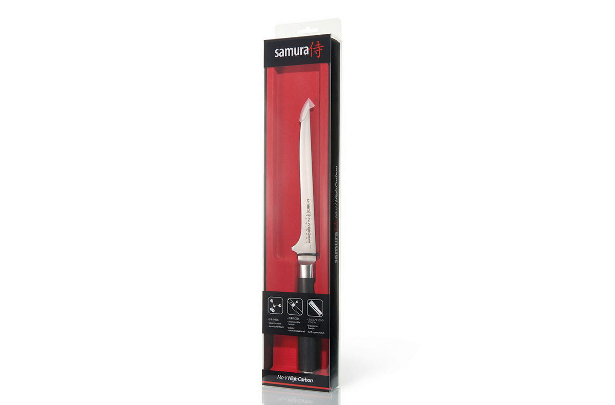 NOŽ ZA OTKOŠTAVANJE  MO-V        30 cm    oplemenjeni čelik - srebrne boje/crna, Basics, drvni materijal/metal (30cm) - Samura
