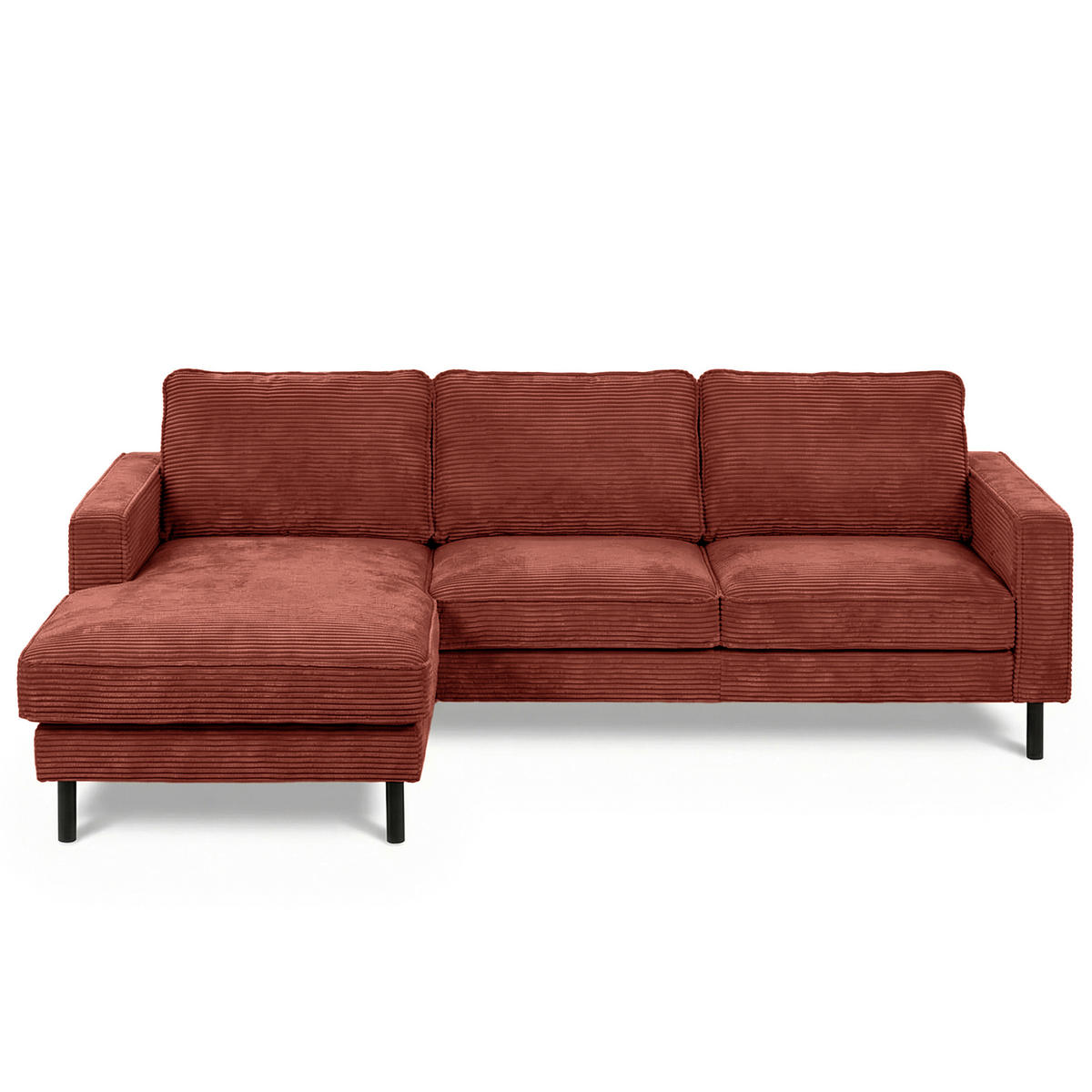 ECKSOFA Cord Rot  - Rot/Schwarz, Design, Textil/Metall (166/238cm) - Livetastic