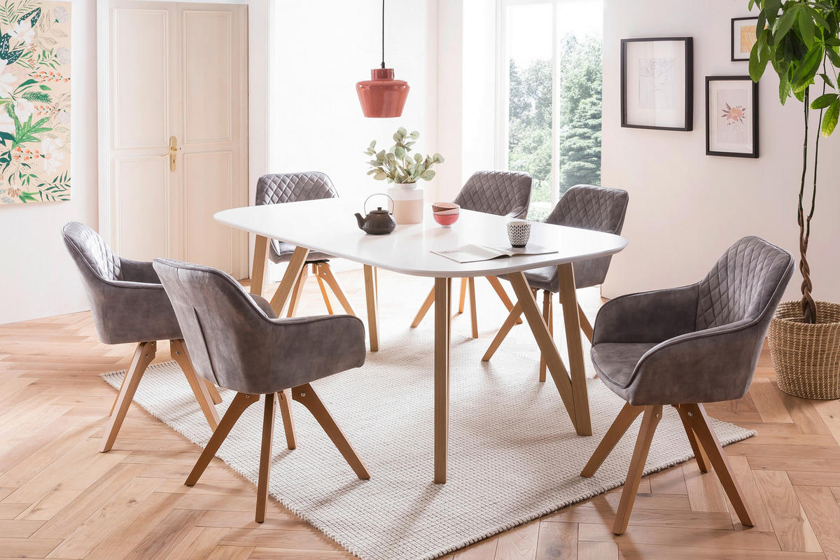 ARMLEHNSTUHL  in Samt  - Eichefarben/Grau, MODERN, Holz/Textil (59/85/61cm) - Livetastic