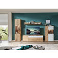 LOWBOARD  in 182/54/50 cm  - Eichefarben/Silberfarben, Design, Glas/Holz (182/54/50cm) - Waldwelt