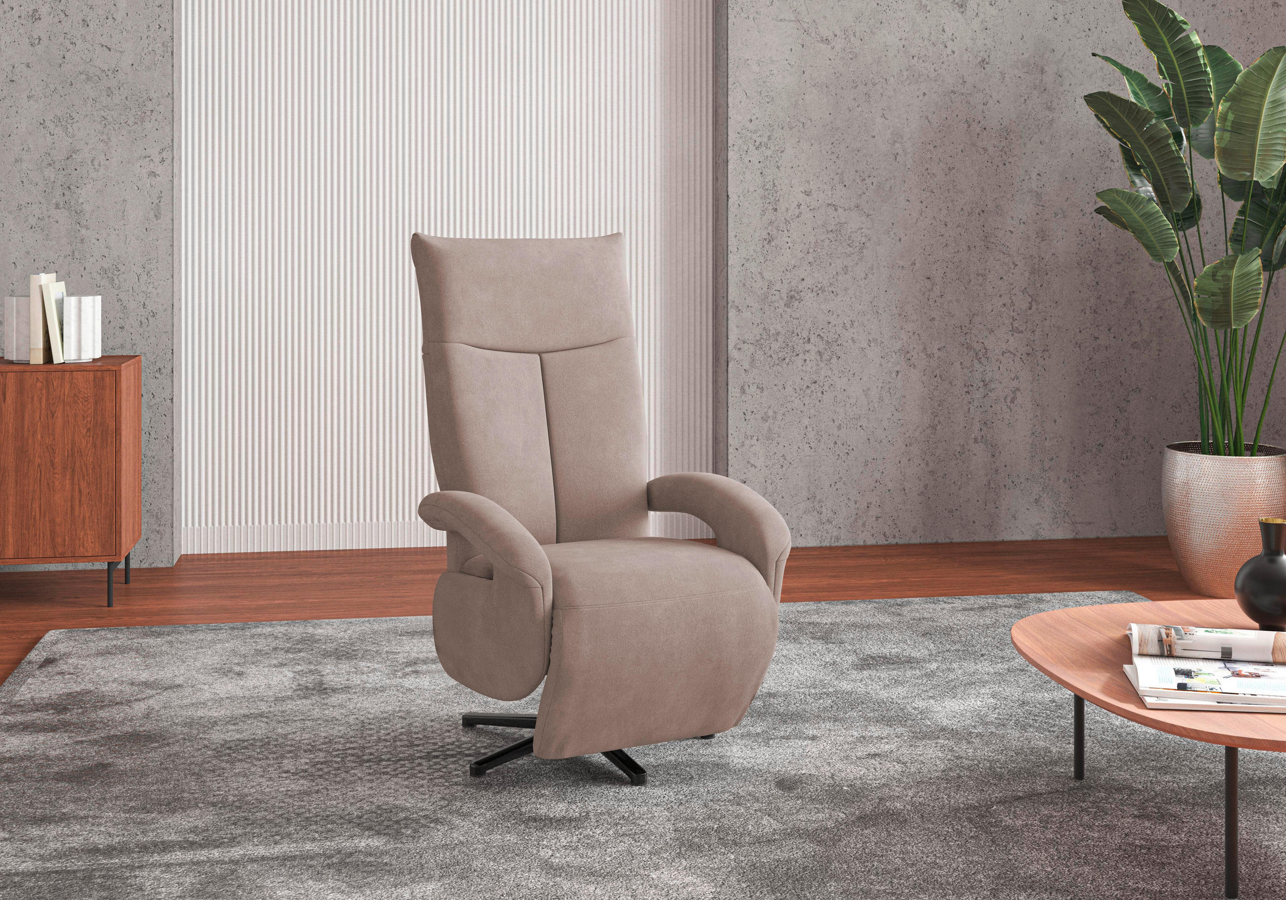 SESSEL in Flachgewebe Greige  - Greige/Schwarz, MODERN, Textil/Metall (74/112/82cm) - Sit & More