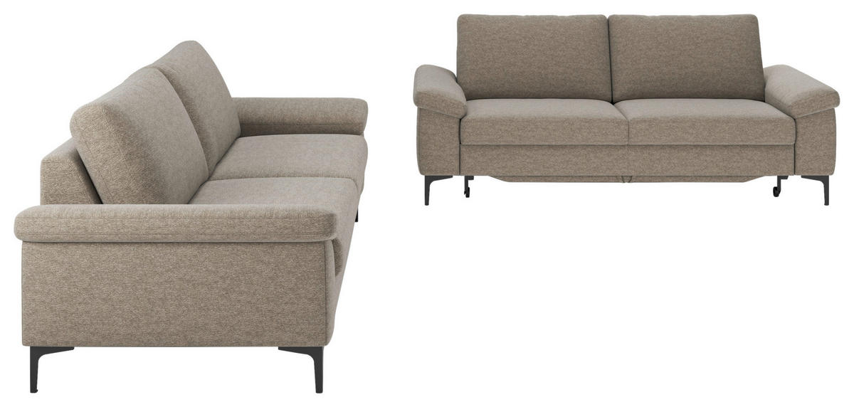 3-SITZER-SOFA Flachgewebe Taupe  - Taupe/Schwarz, Design, Holzwerkstoff/Textil (226/89/97cm) - Pure Home Lifestyle