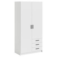 ŠATNÍ SKŘÍŇ, bílá, 98,5/200,4/49,8 cm - bílá/černá, Basics, kov/kompozitní dřevo (98,5/200,4/49,8cm) - MID.YOU