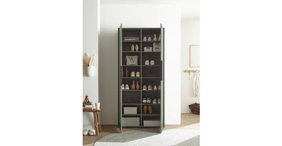 SCHUHSCHRANK  in 90/195/38 cm  - Salbeigrün/Schwarz, Design, Holzwerkstoff/Kunststoff (90/195/38cm) - Voleo