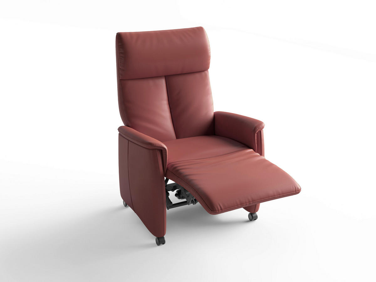 RELAXAČNÉ KRESLO, koža, červenohnedá - čierna/červenohnedá, Basics, koža/plast (76/112/84cm) - Sit & More