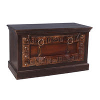 SCHUHSCHRANK Altholz massiv Braun  - Messingfarben/Braun, Design, Holz/Metall (85/50/45cm) - MID.YOU