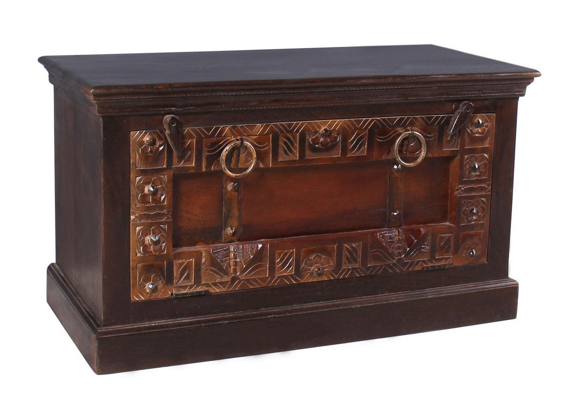 SCHUHSCHRANK Altholz massiv Braun  - Messingfarben/Braun, Design, Holz/Metall (85/50/45cm) - MID.YOU