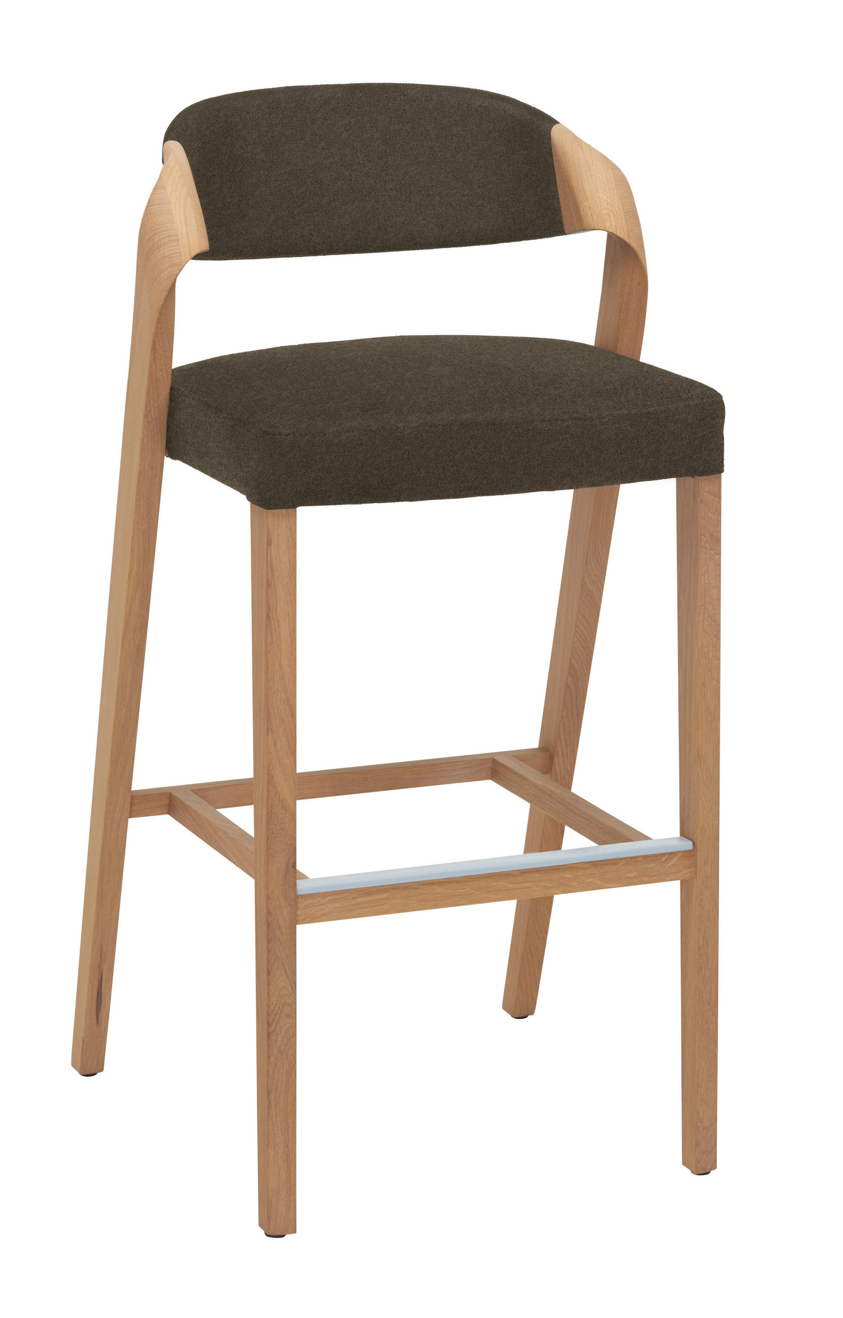 BARHOCKER in Wildeiche, Graubraun  - Wildeiche/Eichefarben, Design, Holz/Textil (52/103/51,5cm) - Voglauer