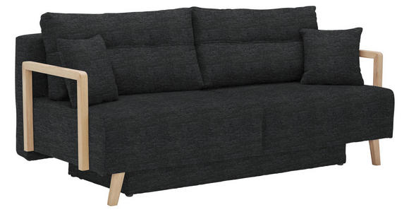 SCHLAFSOFA in Textil Anthrazit - Anthrazit/Naturfarben, KONVENTIONELL, Holz/Textil (200/92/95cm) - Venda
