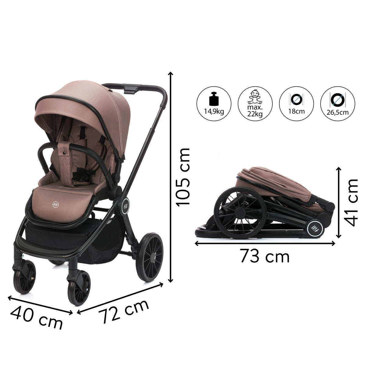 KOMBIKINDERWAGEN    - Basics (35/104/74,5cm) - Fillikid