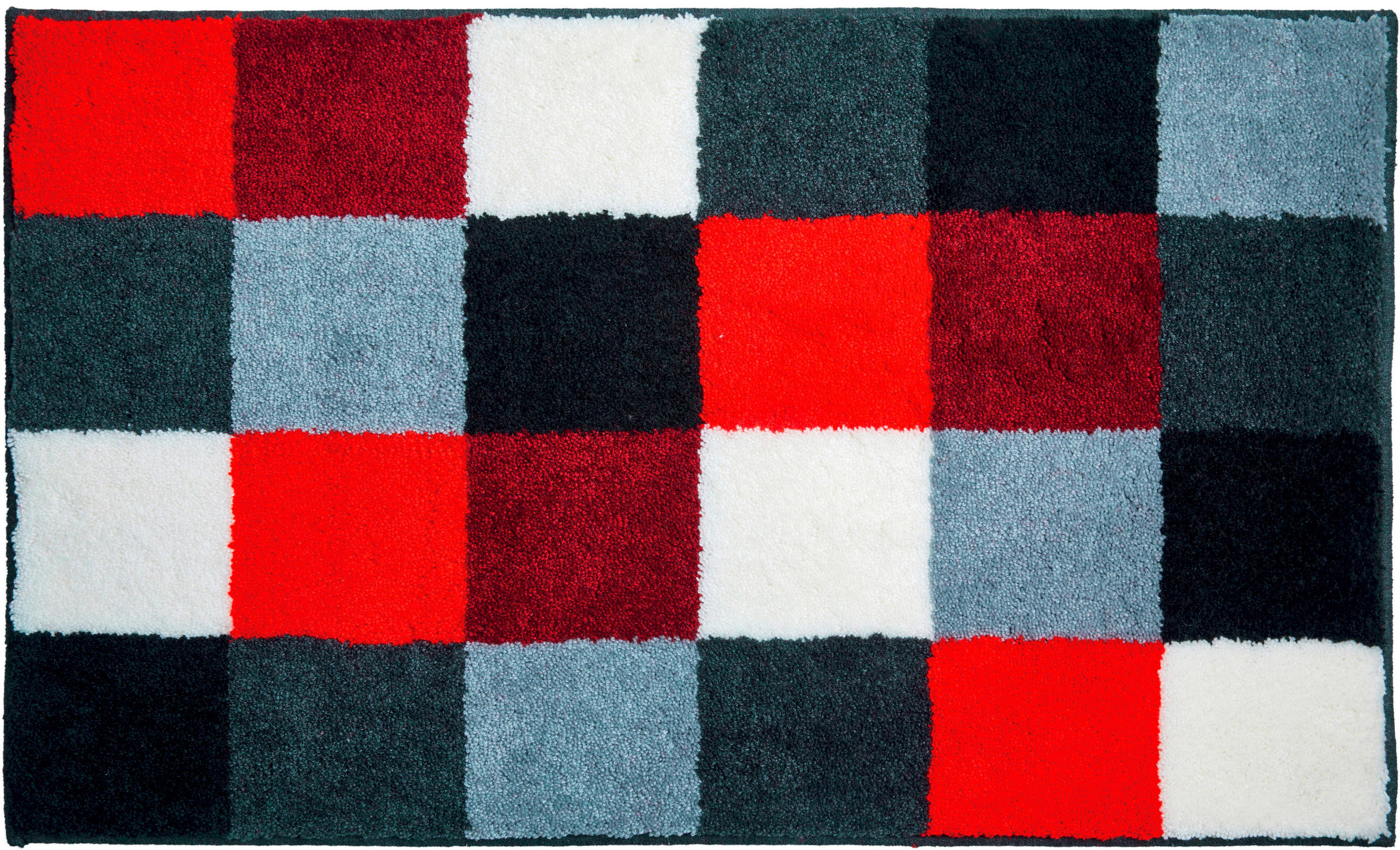 BADTEPPICH Rot, Schwarz, Weiß 70/120 cm  - Rot/Schwarz, Basics, Kunststoff/Textil (70/120cm)
