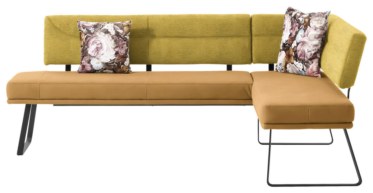 ECKBANK 225/169 cm  in Gelb, Schwarz  - Gelb/Schwarz, Design, Textil/Metall (225/169cm) - Dieter Knoll