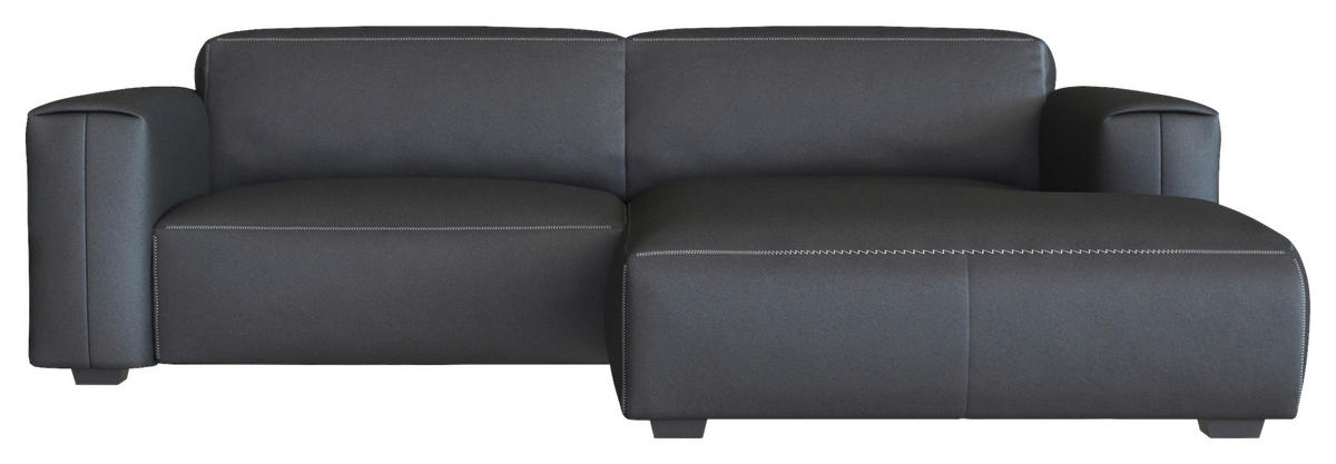 Freisteller von Livetastic ECKSOFA Schwarz Echtleder.