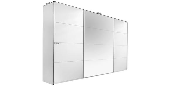 SCHWEBETÜRENSCHRANK 315/210/62 cm 3-türig Weiß - Alufarben/Weiß, Design, Glas/Holzwerkstoff (315/210/62cm) - Carryhome