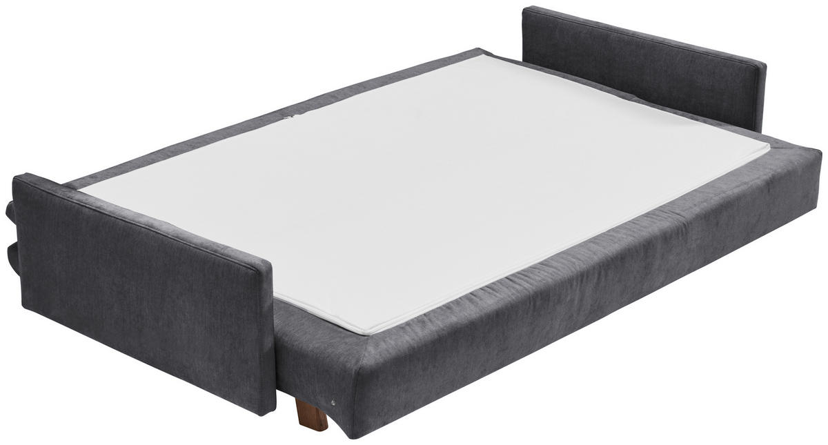 SCHLAFSOFA Flachgewebe Dunkelgrau  - Eichefarben/Dunkelgrau, KONVENTIONELL, Holz/Textil (205/85/98cm) - Carryhome