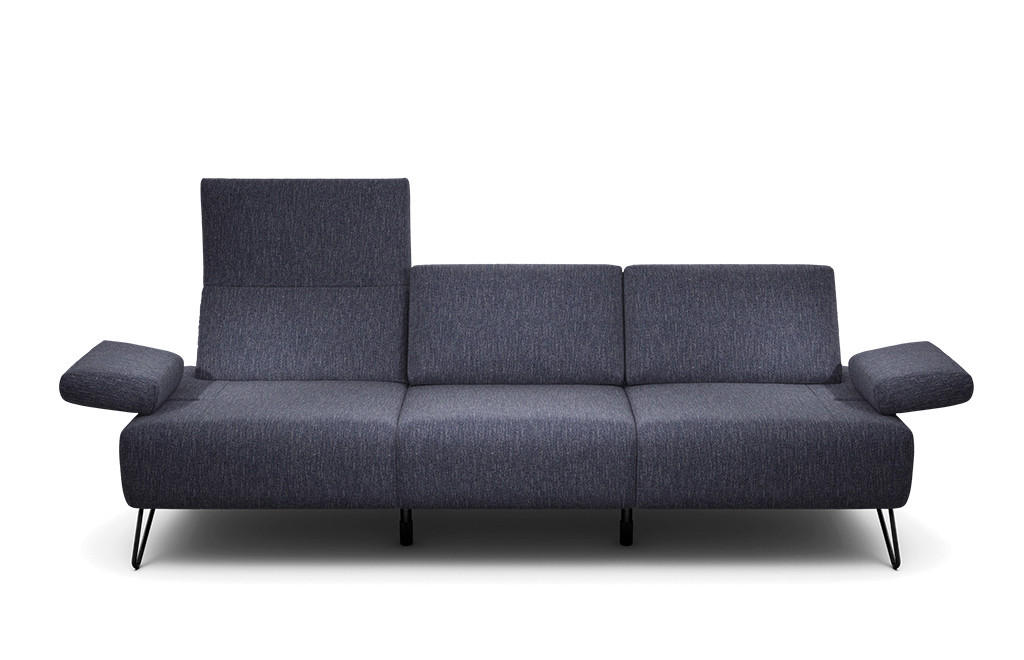 3-SITZER-SOFA in Chenille Blau  - Blau/Schwarz, Design, Textil/Metall (234-264/85/86-94cm) - SENSOO