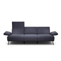 3-SITZER-SOFA Chenille Blau  - Blau/Schwarz, Design, Textil/Metall (234-264/85/86-94cm) - SENSOO