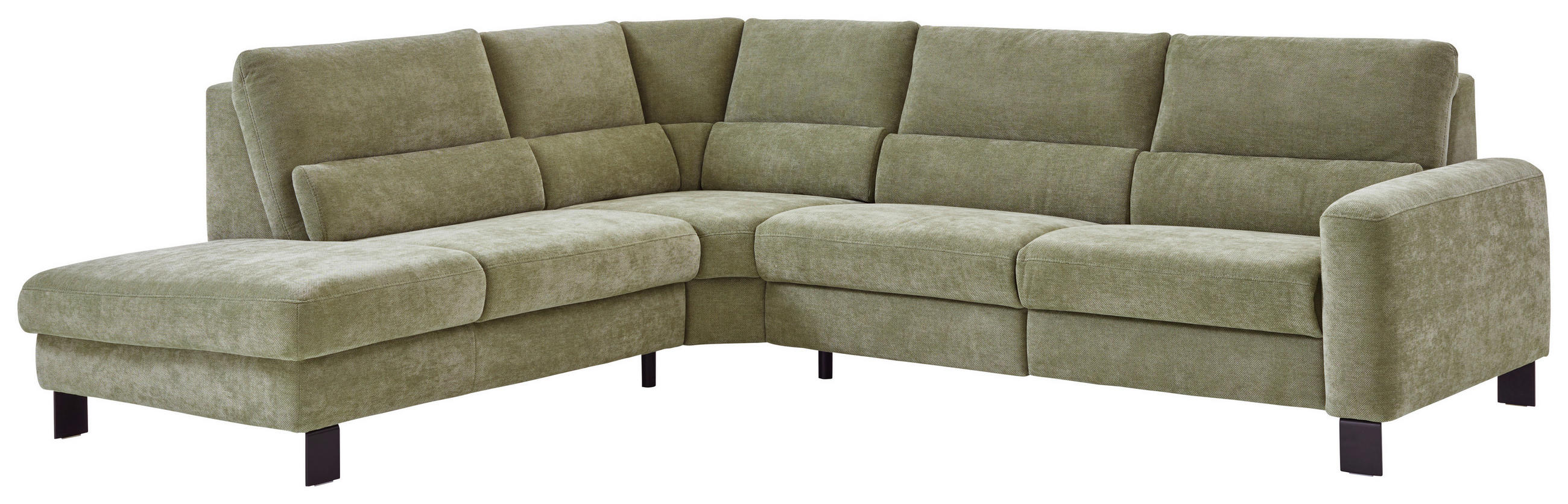 ECKSOFA Olivgrün Chenille  - Schwarz/Olivgrün, Design, Textil/Metall (248/285cm) - Beldomo Comfort