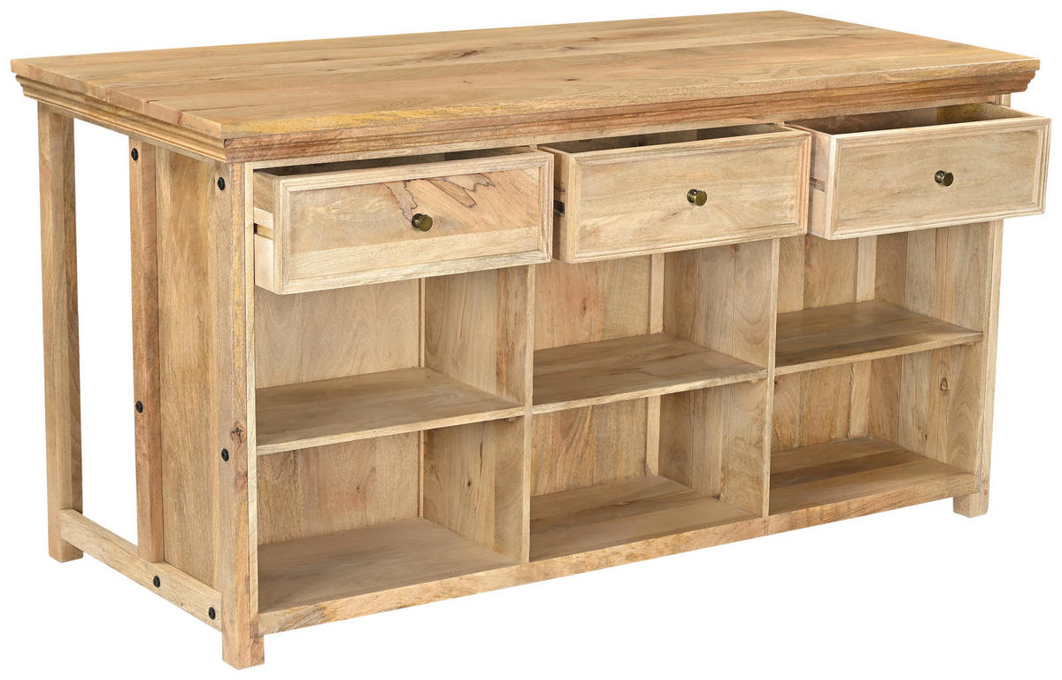 KÜCHENINSEL   in  - Messingfarben/Naturfarben, Design, Holz/Metall (180/94/80cm) - Livetastic