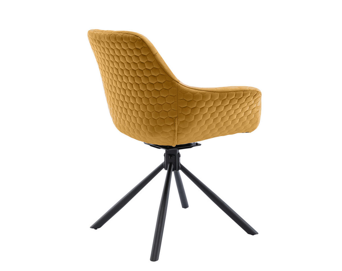 ARMLEHNSTUHL  in Samt  - Senfgelb/Schwarz, MODERN, Textil/Metall (64/82/63cm) - Livetastic