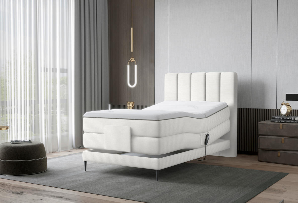 BOXSPRINGBETT 100/200 cm  in Creme  - Creme/Schwarz, Natur, Textil/Metall (100/200cm) - Esposa