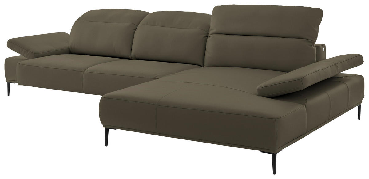 ECKSOFA  in Echtleder Braun  322/206 cm  - Schwarz/Braun, MODERN, Leder/Metall (322/206cm) - Chilliano