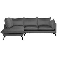 ECKSOFA Dunkelgrau Samt  - Dunkelgrau/Schwarz, Design, Textil/Metall (200/241cm) - Carryhome