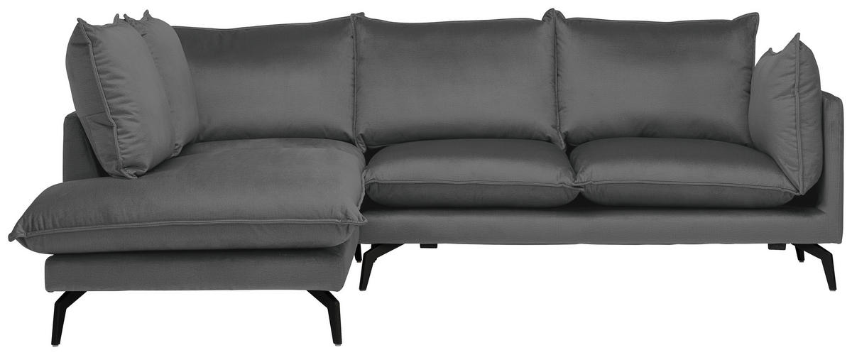 ECKSOFA Dunkelgrau Samt  - Dunkelgrau/Schwarz, Design, Textil/Metall (200/241cm) - Carryhome