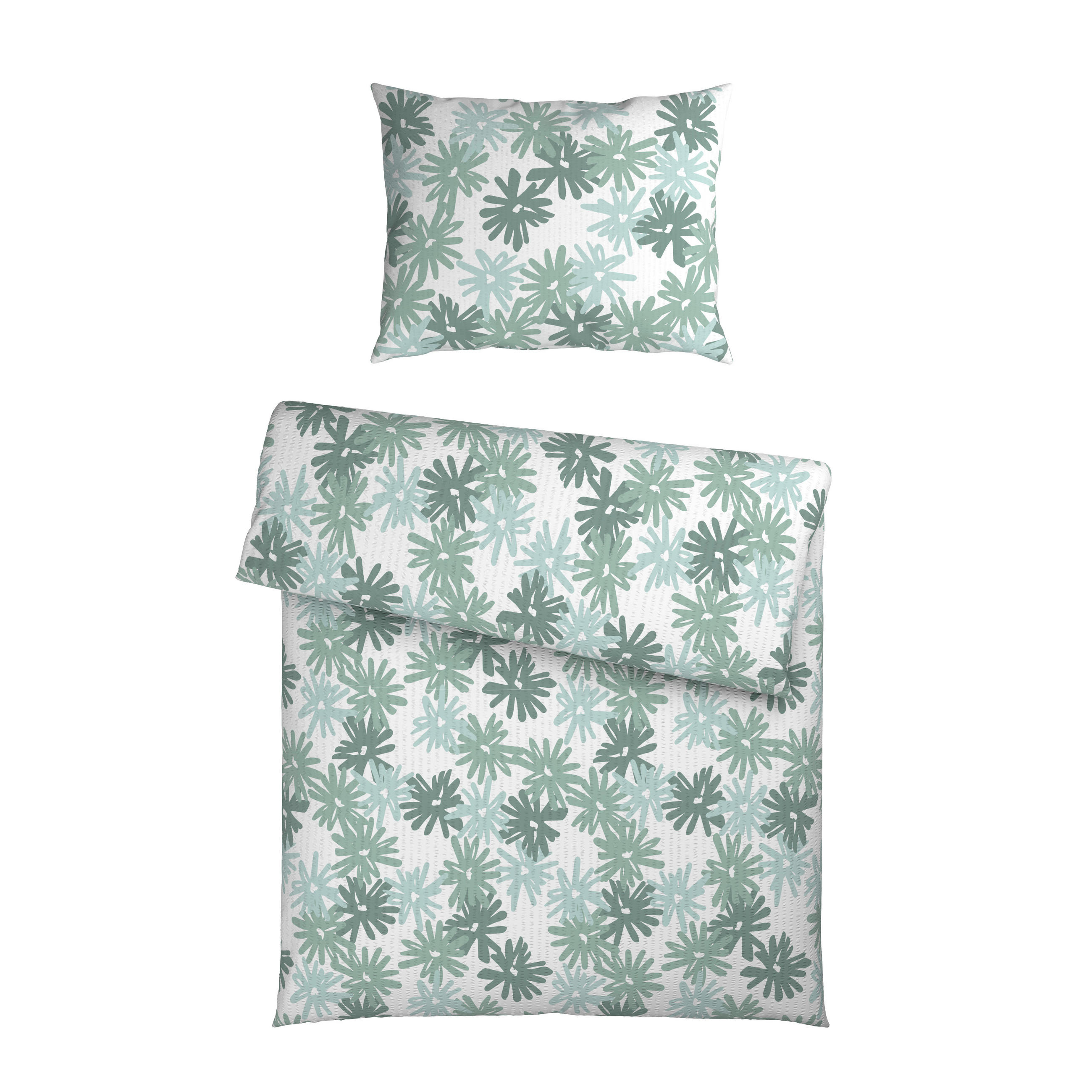 BETTWÄSCHESET 2-teilig Seersucker 160/210 cm  - Grün, Konventionell, Textil (160/210cm) - Esposa