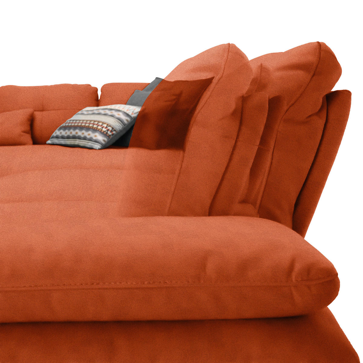 ECKSOFA Flachgewebe Terracotta  - Terracotta/Schwarz, Design, Textil/Metall (271/344cm) - Chilliano